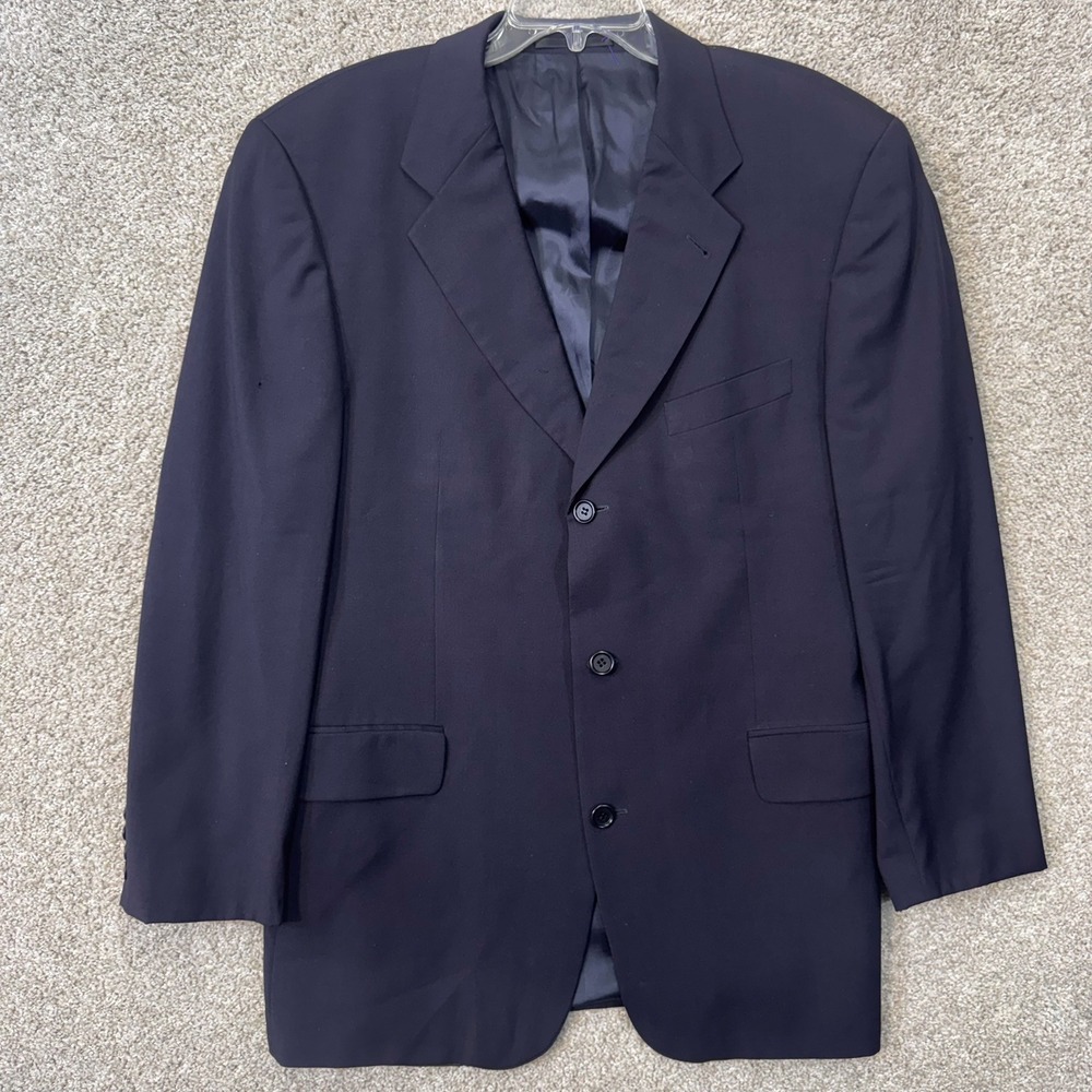 Hugo Boss Suit Jacket Mens 45 Akropolis Navy Blue Wool 3-Button Blazer